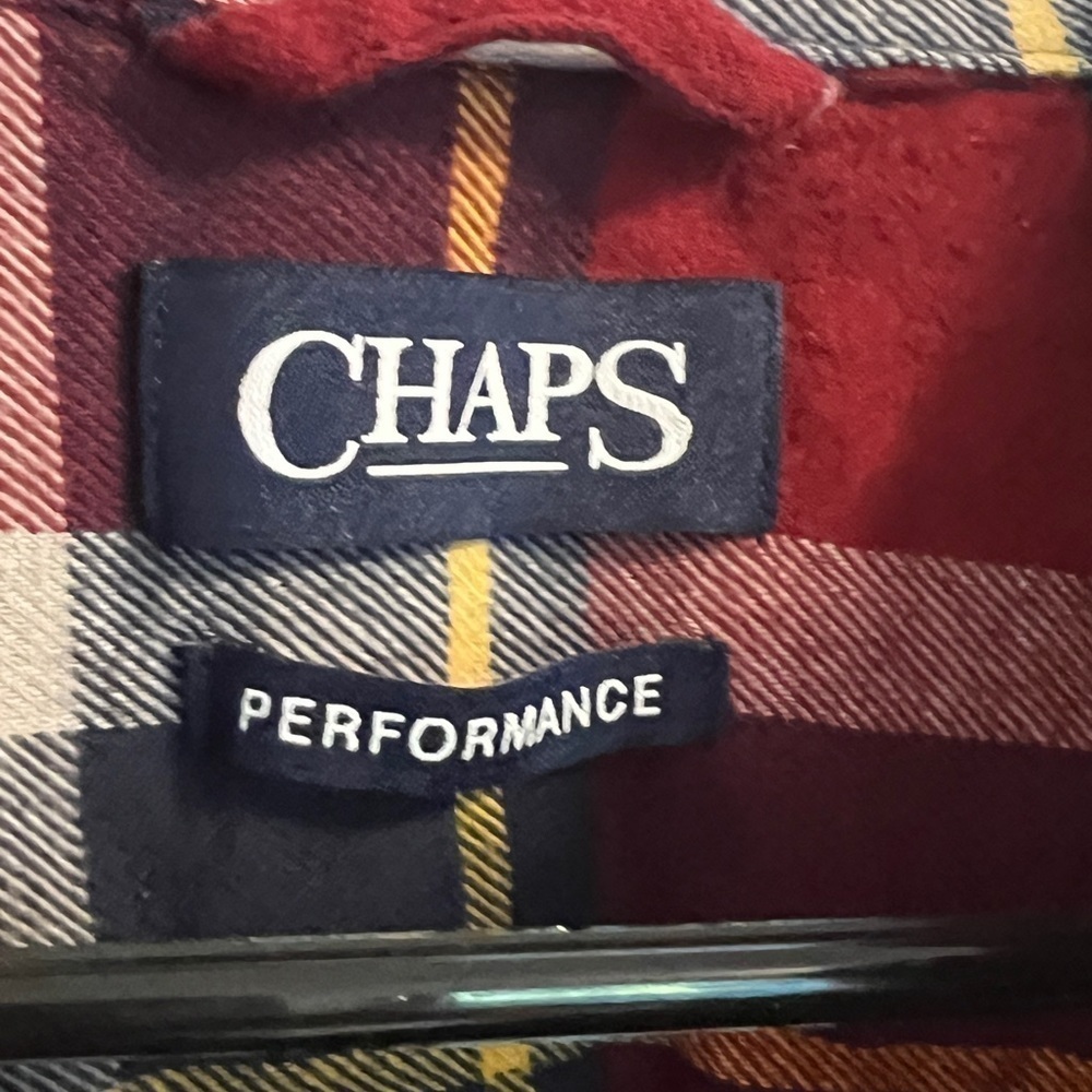 Chaps Performance Men’s Classic Fit Flannel Long Sleeve Shirt Red Blue - Picture 5 of 8